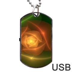 Orange Rose Dog Tag Usb Flash (two Sides) 