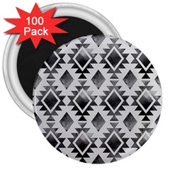 Hand Painted Black Ethnic Pattern 3  Magnets (100 Pack) by TastefulDesigns