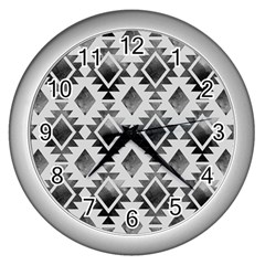 Hand Painted Black Ethnic Pattern Wall Clocks (silver) 