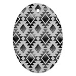 Hand Painted Black Ethnic Pattern Oval Ornament (Two Sides) Back