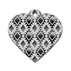 Hand Painted Black Ethnic Pattern Dog Tag Heart (two Sides) by TastefulDesigns