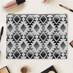 Hand Painted Black Ethnic Pattern Cosmetic Bag (xl) by TastefulDesigns