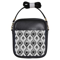 Hand Painted Black Ethnic Pattern Girls Sling Bags