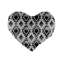 Hand Painted Black Ethnic Pattern Standard 16  Premium Flano Heart Shape Cushions