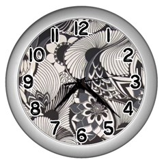 60s Mod Print Fab Wall Clocks (silver)  by TCH01