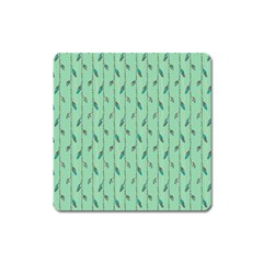 Seamless Lines And Feathers Pattern Square Magnet by TastefulDesigns