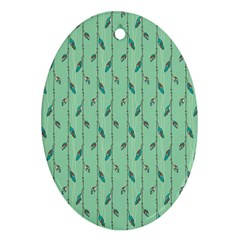 Seamless Lines And Feathers Pattern Oval Ornament (two Sides) by TastefulDesigns