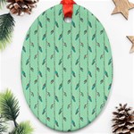 Seamless Lines And Feathers Pattern Oval Ornament (Two Sides) Back