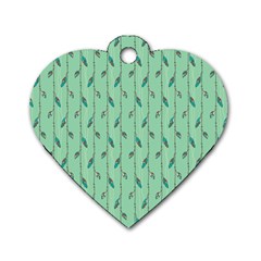 Seamless Lines And Feathers Pattern Dog Tag Heart (one Side) by TastefulDesigns