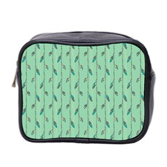 Seamless Lines And Feathers Pattern Mini Toiletries Bag 2-side