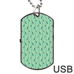 Seamless Lines And Feathers Pattern Dog Tag Usb Flash (one Side)