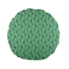 Seamless Lines And Feathers Pattern Standard 15  Premium Flano Round Cushions