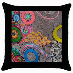 Rainbow Passion Throw Pillow Case (black) by SugaPlumsEmporium