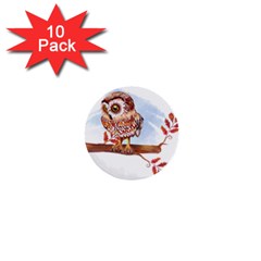 Owl 1  Mini Buttons (10 Pack)  by TastefulDesigns