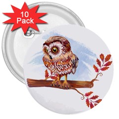 Owl 3  Buttons (10 Pack)  by TastefulDesigns