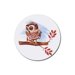 Owl Rubber Coaster (round)  by TastefulDesigns