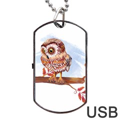 Owl Dog Tag Usb Flash (one Side) by TastefulDesigns