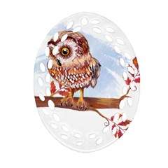 Owl Oval Filigree Ornament (2-side) 