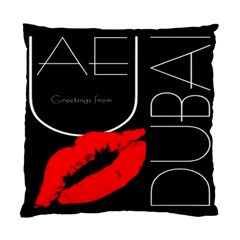 Greetings From Dubai  Red Lipstick Kiss Black Postcard Uae United Arab Emirates Standard Cushion Case (two Sides) by yoursparklingshop