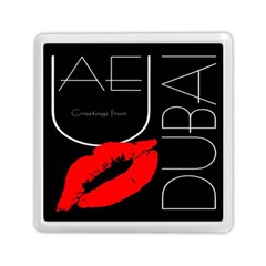 Greetings From Dubai  Red Lipstick Kiss Black Postcard Uae United Arab Emirates Memory Card Reader (square)  by yoursparklingshop