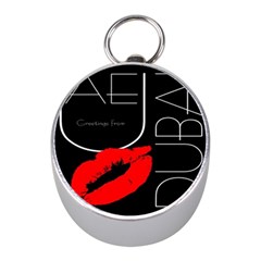 Greetings From Dubai  Red Lipstick Kiss Black Postcard Uae United Arab Emirates Mini Silver Compasses by yoursparklingshop