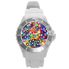 Star Of David Round Plastic Sport Watch (l) by SugaPlumsEmporium