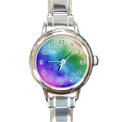 Rainbow Watercolor Round Italian Charm Watch by StuffOrSomething