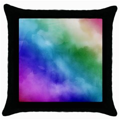 Rainbow Watercolor Throw Pillow Case (black) by StuffOrSomething