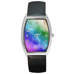 Rainbow Watercolor Barrel Style Metal Watch by StuffOrSomething