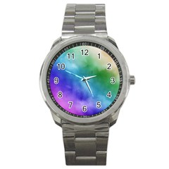 Rainbow Watercolor Sport Metal Watch by StuffOrSomething