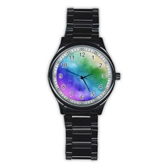 Rainbow Watercolor Stainless Steel Round Watch by StuffOrSomething