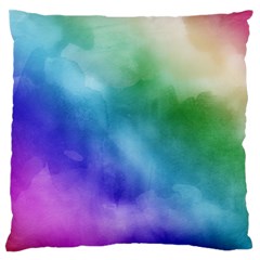 Rainbow Watercolor Large Flano Cushion Case (one Side) by StuffOrSomething