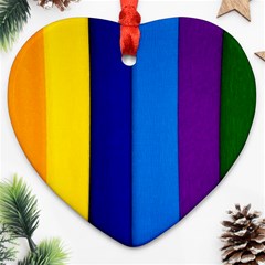 Rainbow Painting On Wood Ornament (heart) 