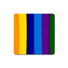 Rainbow Painting On Wood Square Magnet by StuffOrSomething