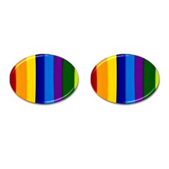 Rainbow Painting On Wood Cufflinks (oval) by StuffOrSomething