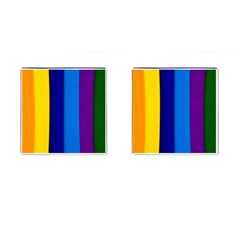 Rainbow Painting On Wood Cufflinks (square) by StuffOrSomething