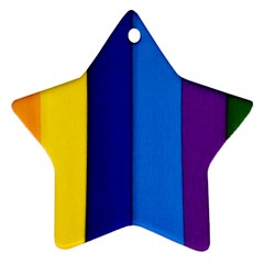 Rainbow Painting On Wood Star Ornament (two Sides)  by StuffOrSomething