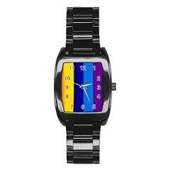 Rainbow Painting On Wood Stainless Steel Barrel Watch by StuffOrSomething