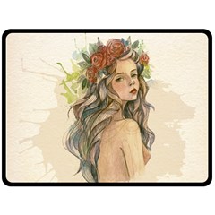 Beauty Of A Woman In Watercolor Style Fleece Blanket (large) 