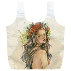 Beauty Of A Woman In Watercolor Style Full Print Recycle Bags (l)  by TastefulDesigns