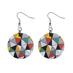 Colorful Geometric Triangles Pattern  Mini Button Earrings by TastefulDesigns