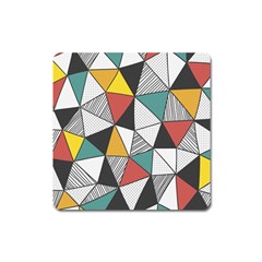 Colorful Geometric Triangles Pattern  Square Magnet by TastefulDesigns