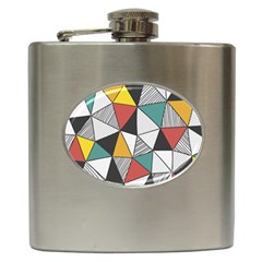 Colorful Geometric Triangles Pattern  Hip Flask (6 Oz) by TastefulDesigns