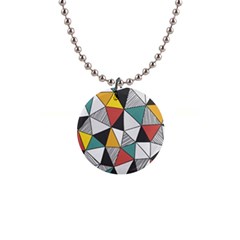 Colorful Geometric Triangles Pattern  Button Necklaces by TastefulDesigns