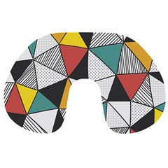 Colorful Geometric Triangles Pattern  Travel Neck Pillows by TastefulDesigns