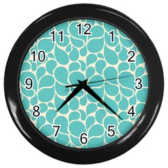 Blue Abstract Water Drops Pattern Wall Clocks (black) by TastefulDesigns