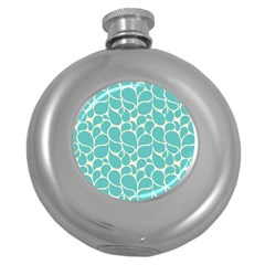 Blue Abstract Water Drops Pattern Round Hip Flask (5 Oz) by TastefulDesigns