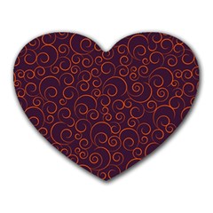 Seamless Orange Ornaments Pattern Heart Mousepads by TastefulDesigns