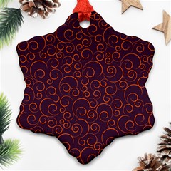 Seamless Orange Ornaments Pattern Ornament (snowflake)  by TastefulDesigns