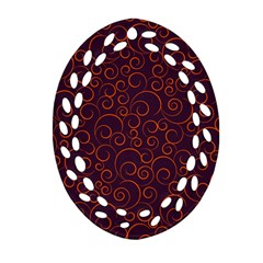 Seamless Orange Ornaments Pattern Oval Filigree Ornament (2-side) 